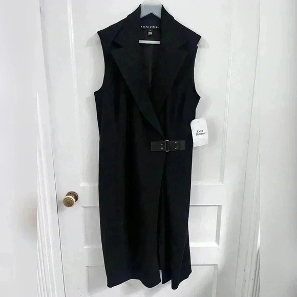 Ralph Lauren Black Label Black sleeveless vest wool dress with buckle NWT $898 - Picture 4 of 4
